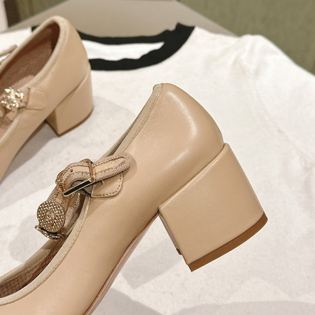 CC HIGH MARY JANE ALMOND BEIGE LAMBSKIN