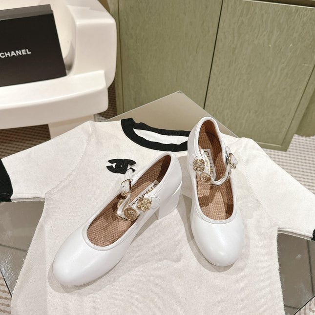 CC HIGH MARY JANE WHITE LAMBSKIN