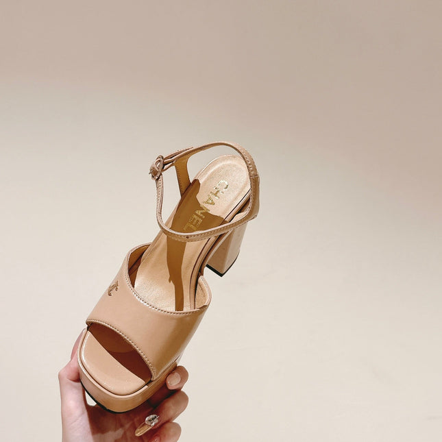 CC HIGH SANDAL BEIGE CREAM CALFSKIN