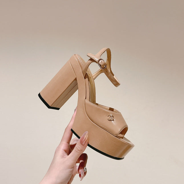 CC HIGH SANDAL BEIGE CREAM CALFSKIN