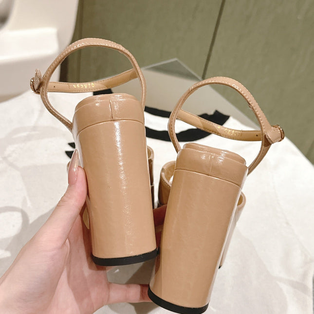 CC HIGH SANDAL BEIGE CREAM CALFSKIN