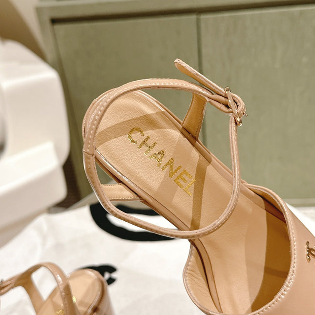 CC HIGH SANDAL BEIGE CREAM CALFSKIN