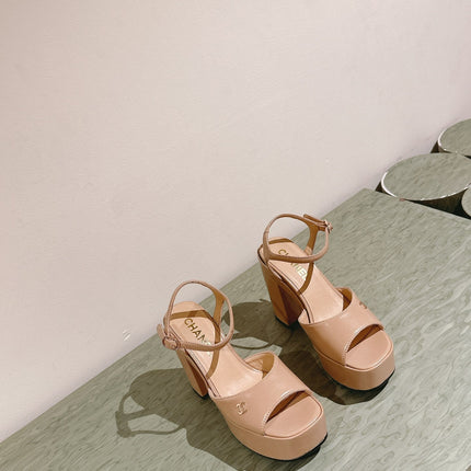 CC HIGH SANDAL BEIGE CREAM CALFSKIN