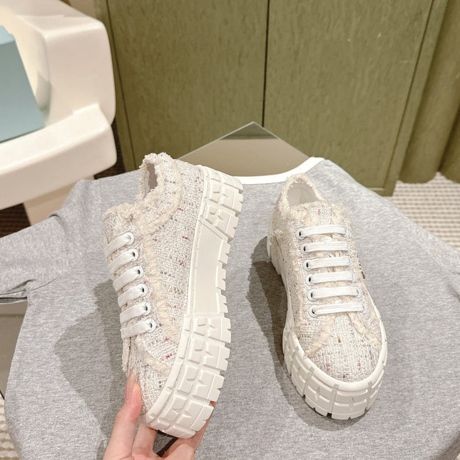 PRA DOUBLE WHEEL RE-NYLON GABARDINE SNEAKERS BEIGE FABRIC