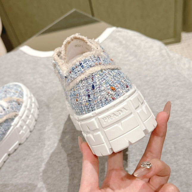 PRA DOUBLE WHEEL RE-NYLON GABARDINE SNEAKERS SKY FABRIC