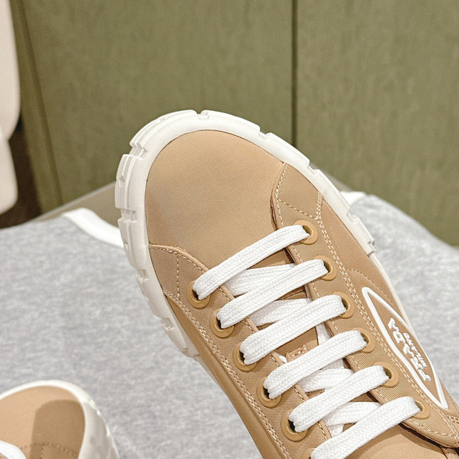 PRA DOUBLE WHEEL RE-NYLON GABARDINE SNEAKERS TUSCAN CALFSKIN