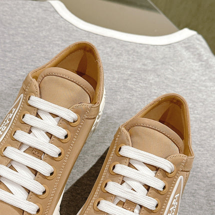 PRA DOUBLE WHEEL RE-NYLON GABARDINE SNEAKERS TUSCAN CALFSKIN