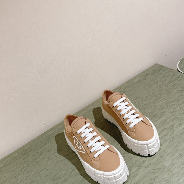 PRA DOUBLE WHEEL RE-NYLON GABARDINE SNEAKERS TUSCAN CALFSKIN