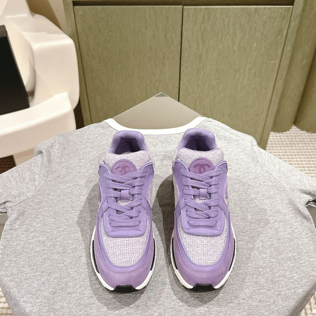 TRAINERS IN LIGHT PURPLE SUEDE AND CALFSKIN
