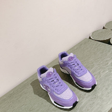 TRAINERS IN LIGHT PURPLE SUEDE AND CALFSKIN