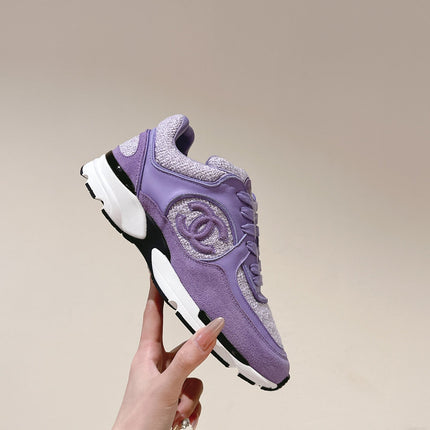TRAINERS IN LIGHT PURPLE SUEDE AND CALFSKIN