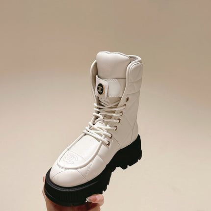 MARTIN BOOTS IN WHITE EMBROIDERED CALFSKIN