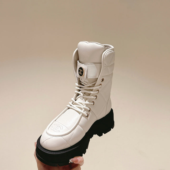 MARTIN BOOTS IN WHITE EMBROIDERED CALFSKIN