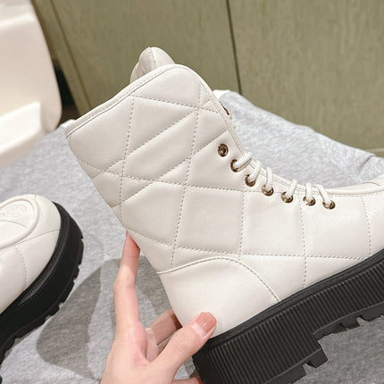 MARTIN BOOTS IN WHITE EMBROIDERED CALFSKIN