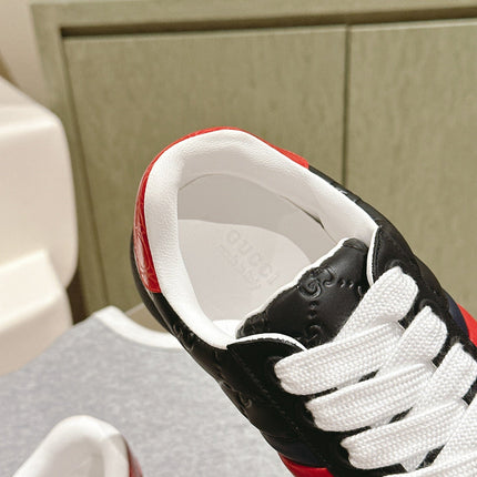 GG ACE SNEAKER WITH WEB IN BLACK EMBOSSED CALFSKIN