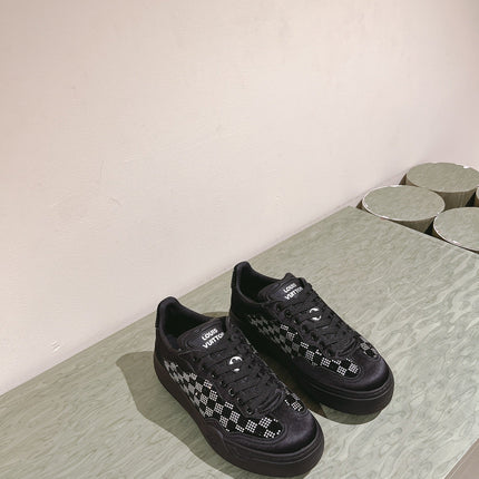 LV GROOVY SNEAKER IN BLACK DAMIER STRASS AND CALFSKIN