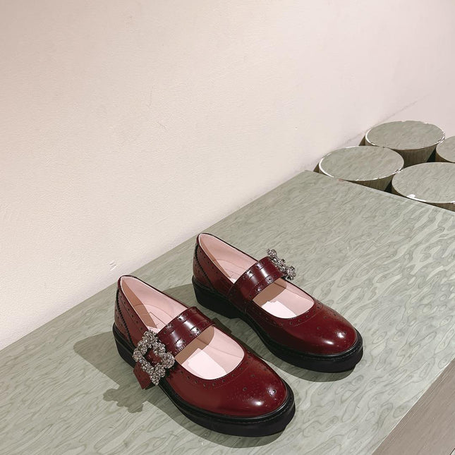VIV' RANGERS MARY JANES IN BURGUNDY RED CALFSKIN