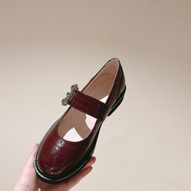 VIV' RANGERS MARY JANES IN BURGUNDY RED CALFSKIN
