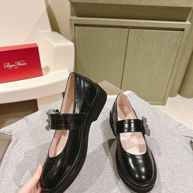 VIV' RANGERS MARY JANES IN BLACK CALFSKIN
