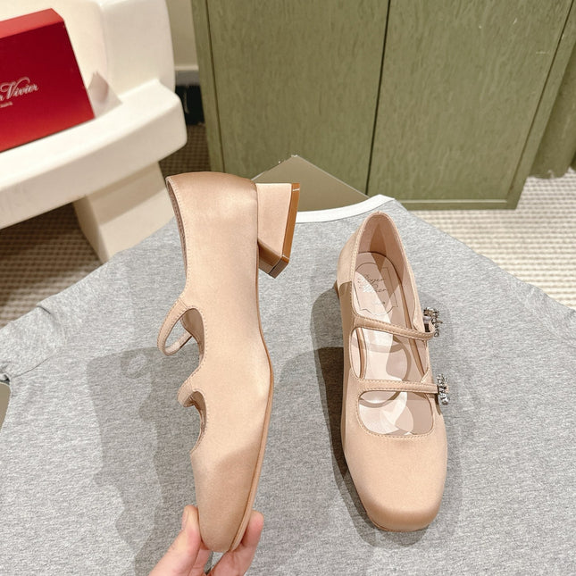 TRÈS VIVIER MARY JANE DOUBLE-STRAP IN NUDE SILK