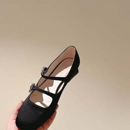 TRÈS VIVIER MARY JANE DOUBLE-STRAP IN BLACK SILK