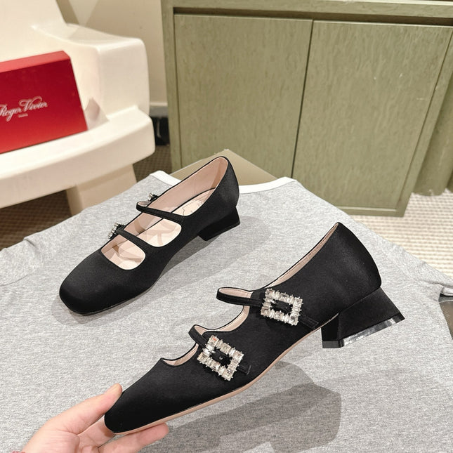 TRÈS VIVIER MARY JANE DOUBLE-STRAP IN BLACK SILK