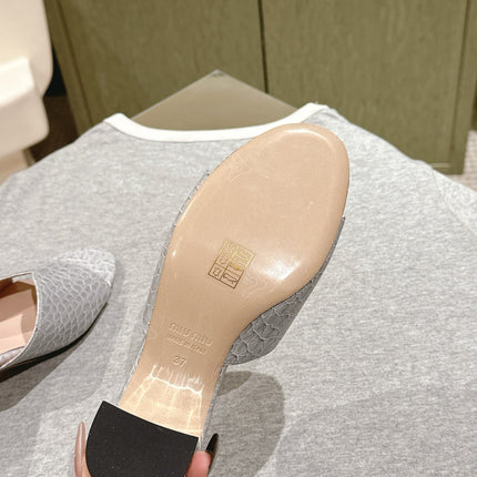 JEWELLED HEEL 55 MULE SANDALS IN SILVER CALFSKIN