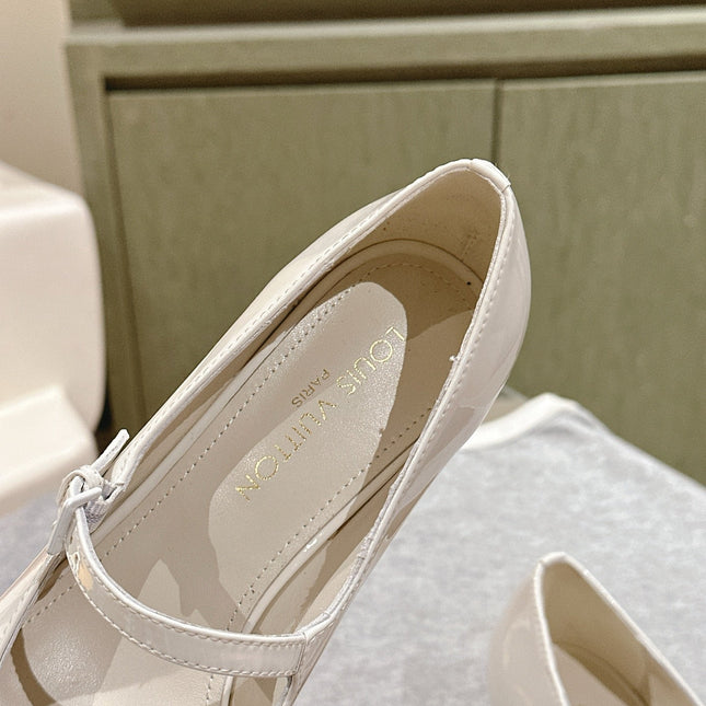 SWING HIGH MARY JANE 55 MM IN WHITE PATENT CALFSKIN