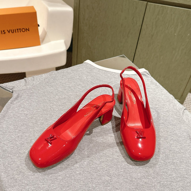 SWING SLINGBACK PUMP 55 MM IN CRIMSON RED CALFSKIN