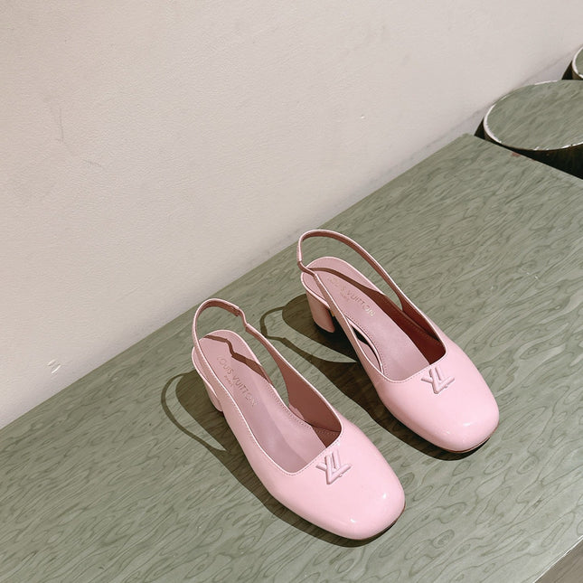 SWING SLINGBACK PUMP 55 MM IN PEACH PINK CALFSKIN