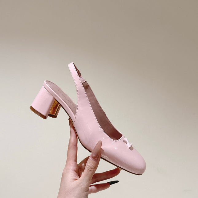 SWING SLINGBACK PUMP 55 MM IN PEACH PINK CALFSKIN