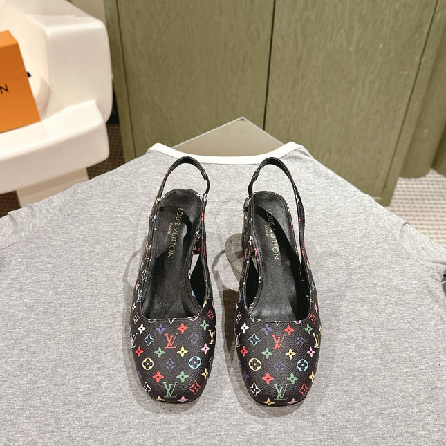 SWING SLINGBACK PUMP 55 MM IN BLACK MONOGRAM CALFSKIN