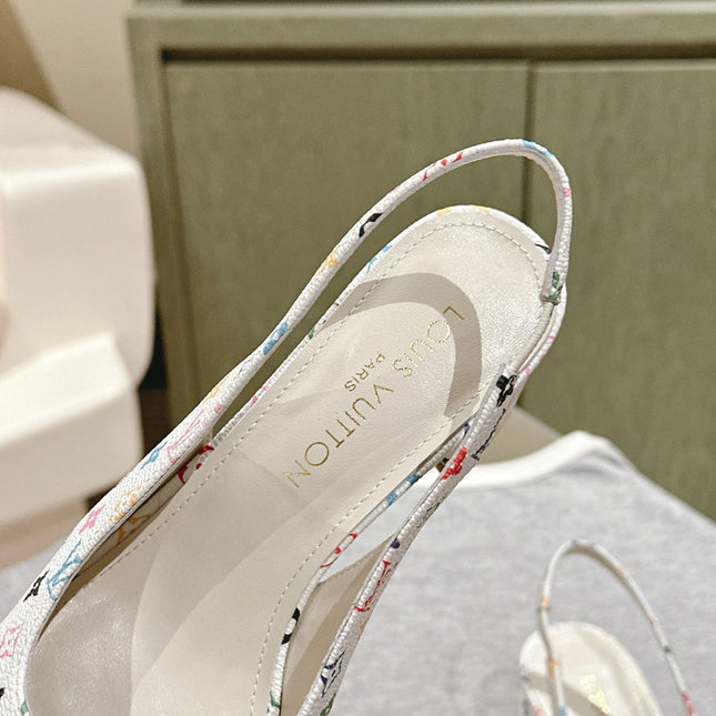 SWING SLINGBACK PUMP 55 MM IN WHITE MONOGRAM CALFSKIN