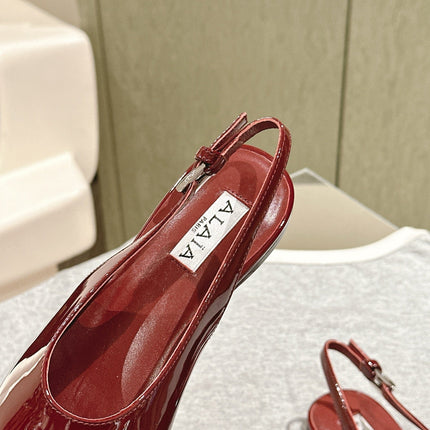 ALAIA SLINGBACK 25S IN RED PATENT LEATHER