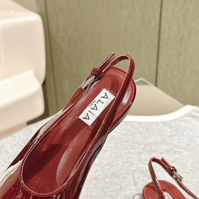 ALAIA SLINGBACK 25S IN RED PATENT LEATHER