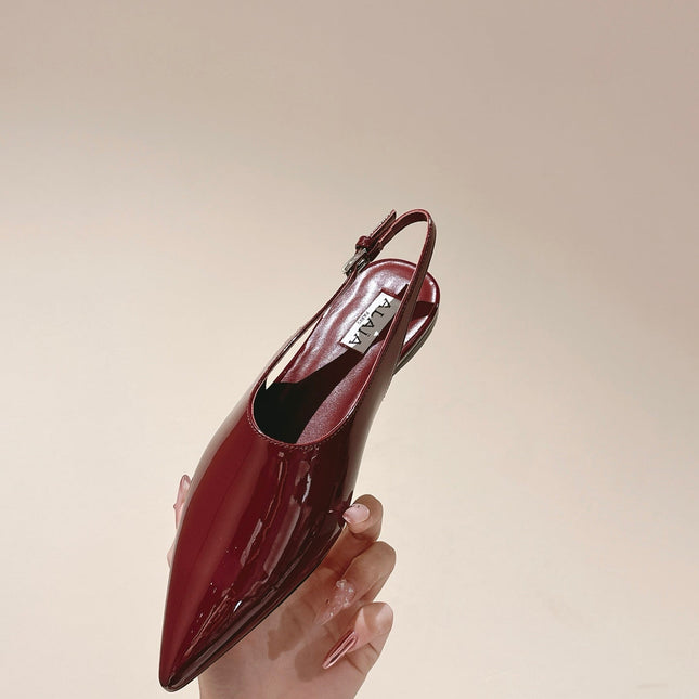 ALAIA SLINGBACK 25S IN RED PATENT LEATHER
