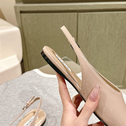 ALAIA SLINGBACK 25S IN LIGHT BEIGE PATENT LEATHER