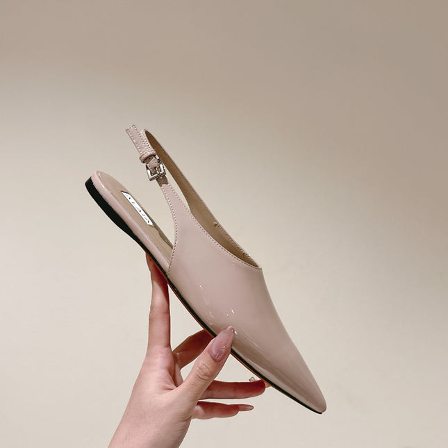 ALAIA SLINGBACK 25S IN LIGHT BEIGE PATENT LEATHER