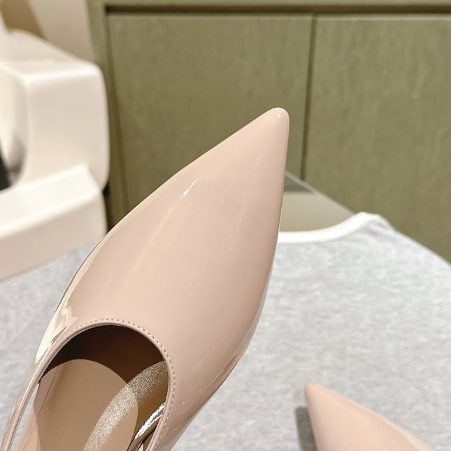 ALAIA SLINGBACK 25S IN LIGHT BEIGE PATENT LEATHER