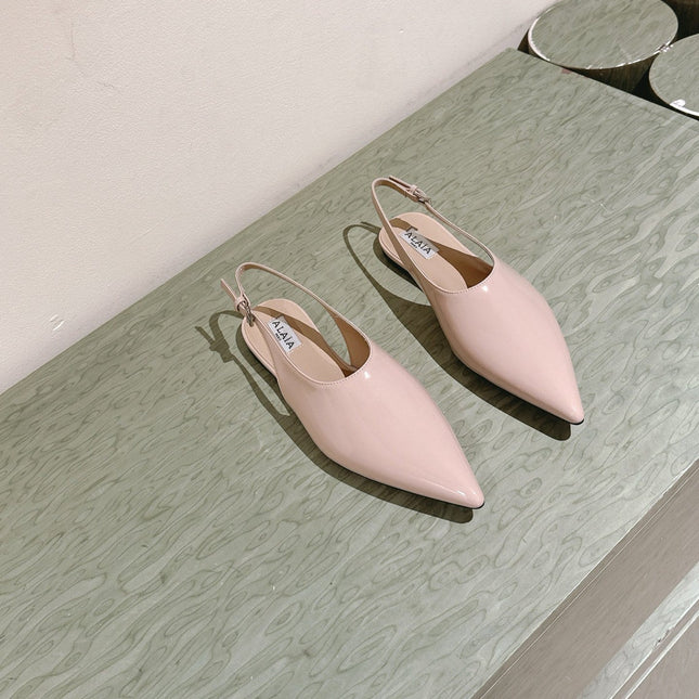 ALAIA SLINGBACK 25S IN LIGHT BEIGE PATENT LEATHER