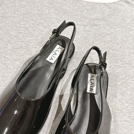 ALAIA SLINGBACK 25S IN BLACK PATENT LEATHER
