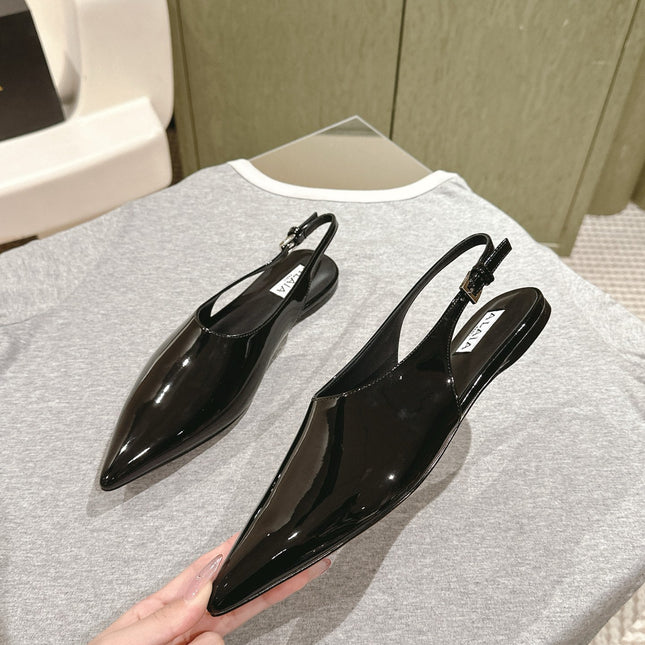 ALAIA SLINGBACK 25S IN BLACK PATENT LEATHER
