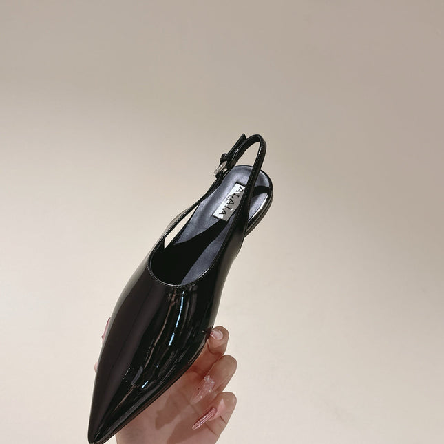 ALAIA SLINGBACK 25S IN BLACK PATENT LEATHER