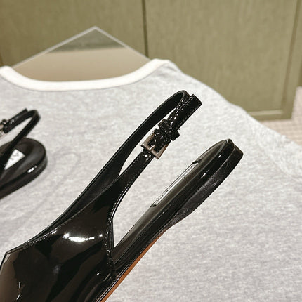 ALAIA SLINGBACK 25S IN BLACK PATENT LEATHER