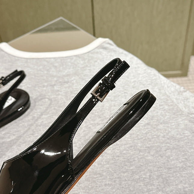ALAIA SLINGBACK 25S IN BLACK PATENT LEATHER