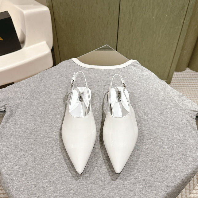 ALAIA SLINGBACK 25S IN WHITE PATENT LEATHER