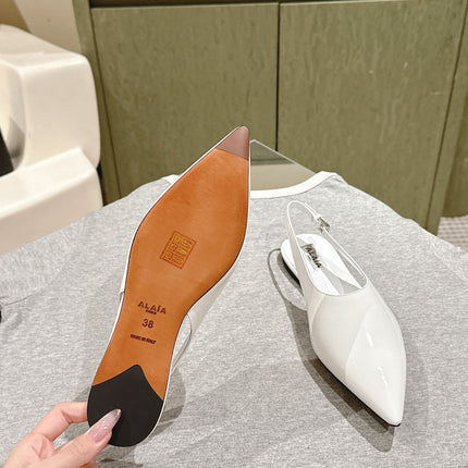 ALAIA SLINGBACK 25S IN WHITE PATENT LEATHER