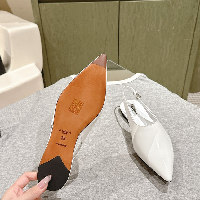 ALAIA SLINGBACK 25S IN WHITE PATENT LEATHER