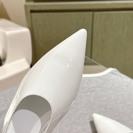 ALAIA SLINGBACK 25S IN WHITE PATENT LEATHER