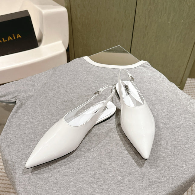 ALAIA SLINGBACK 25S IN WHITE PATENT LEATHER